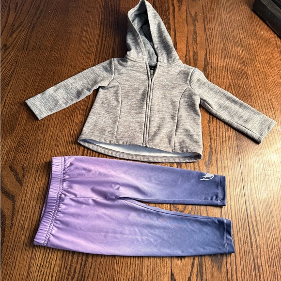 Nike Gray Hoodie and Purple Leggings Set - Picture 1 of 4
